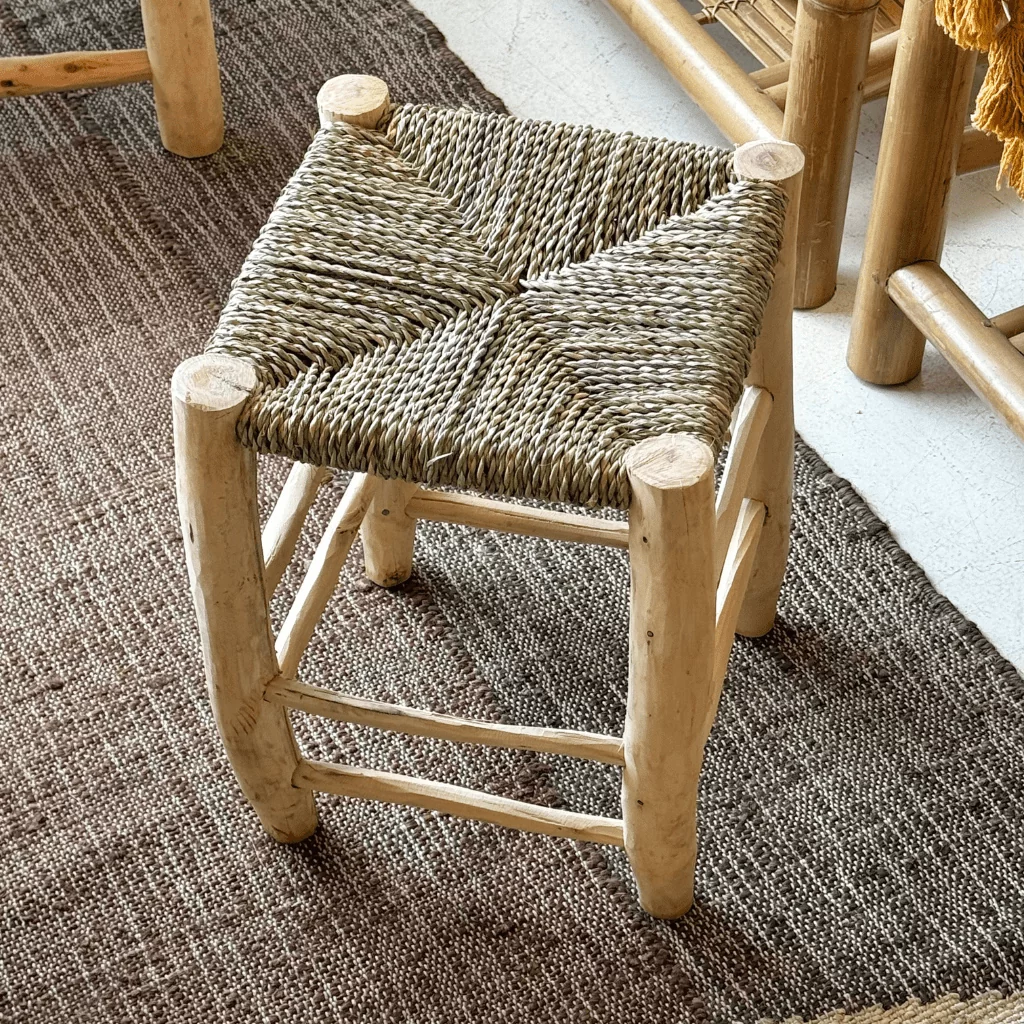 Tabouret bois naturel et dom style marocain et bohème tabouret deco