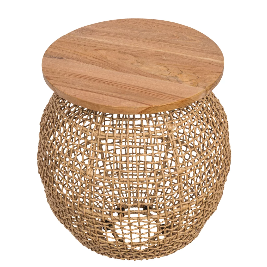 ANNIE - Table en corde et plateau en bois de teck